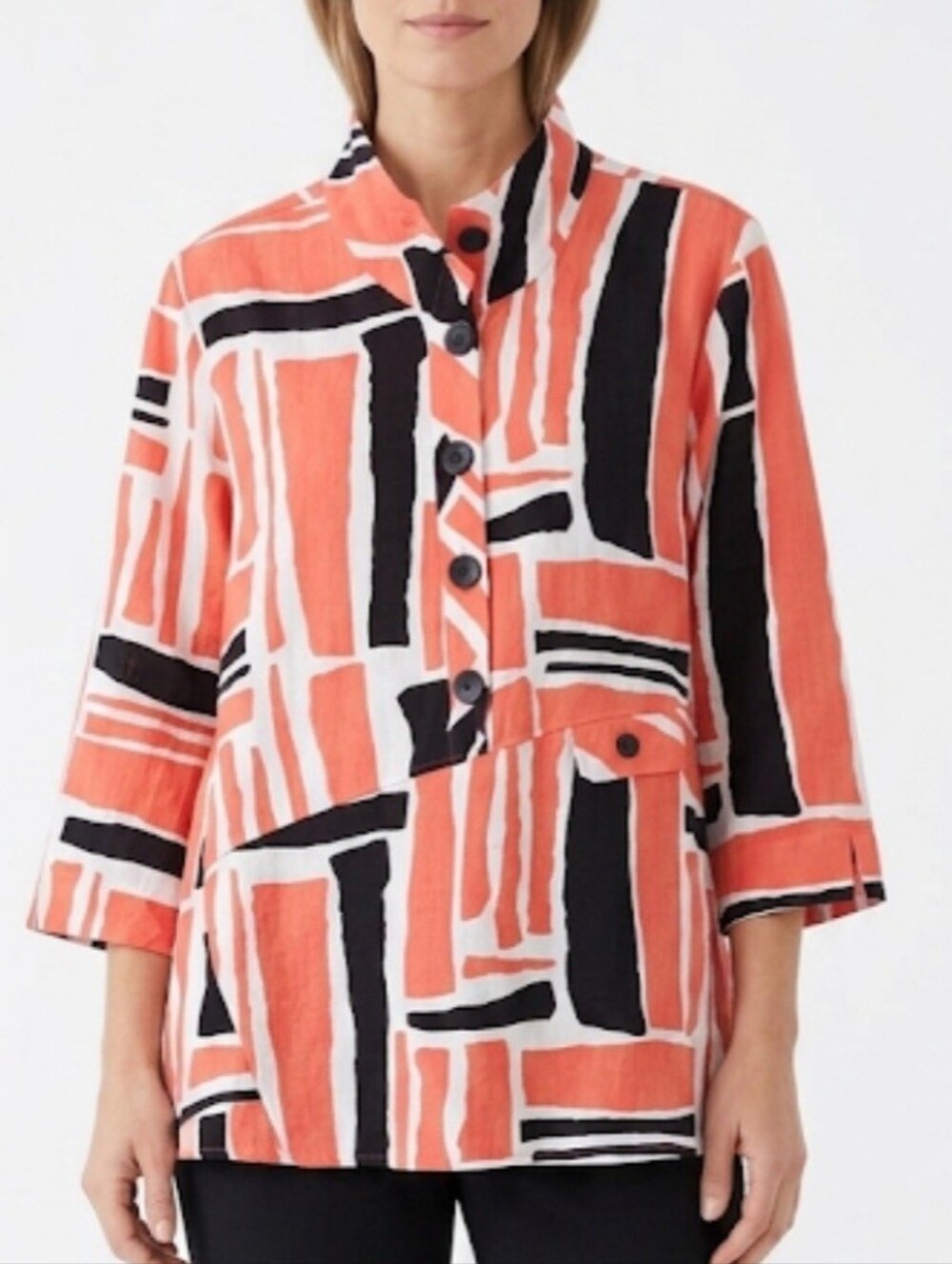 Ali Miles Coral Abstract Print Tunic Size XL Art To Wear